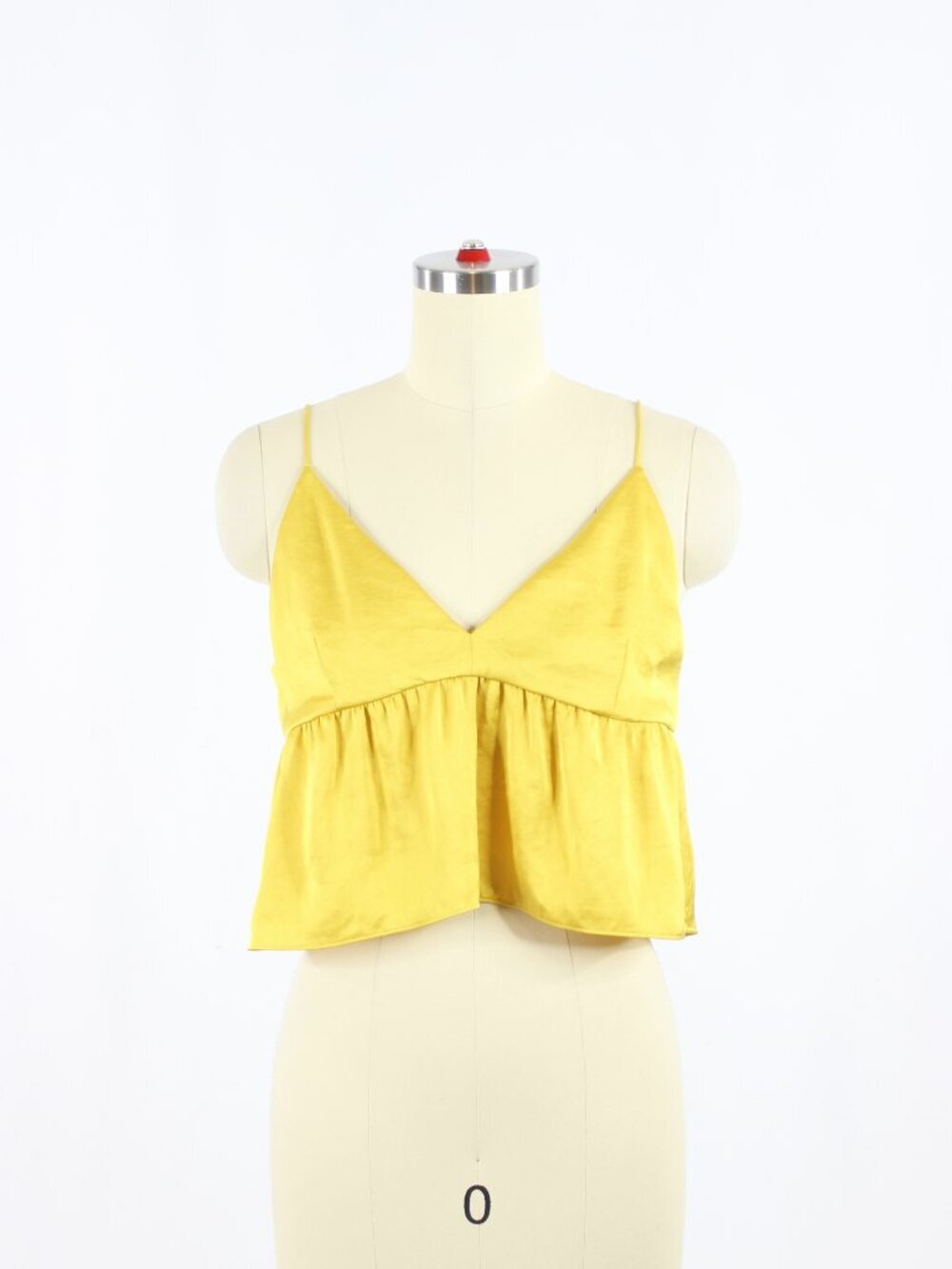 Aritzia LITTLE MOON Lover Gold Yellow Satin Cropped Peplum Tank Top, Size S
